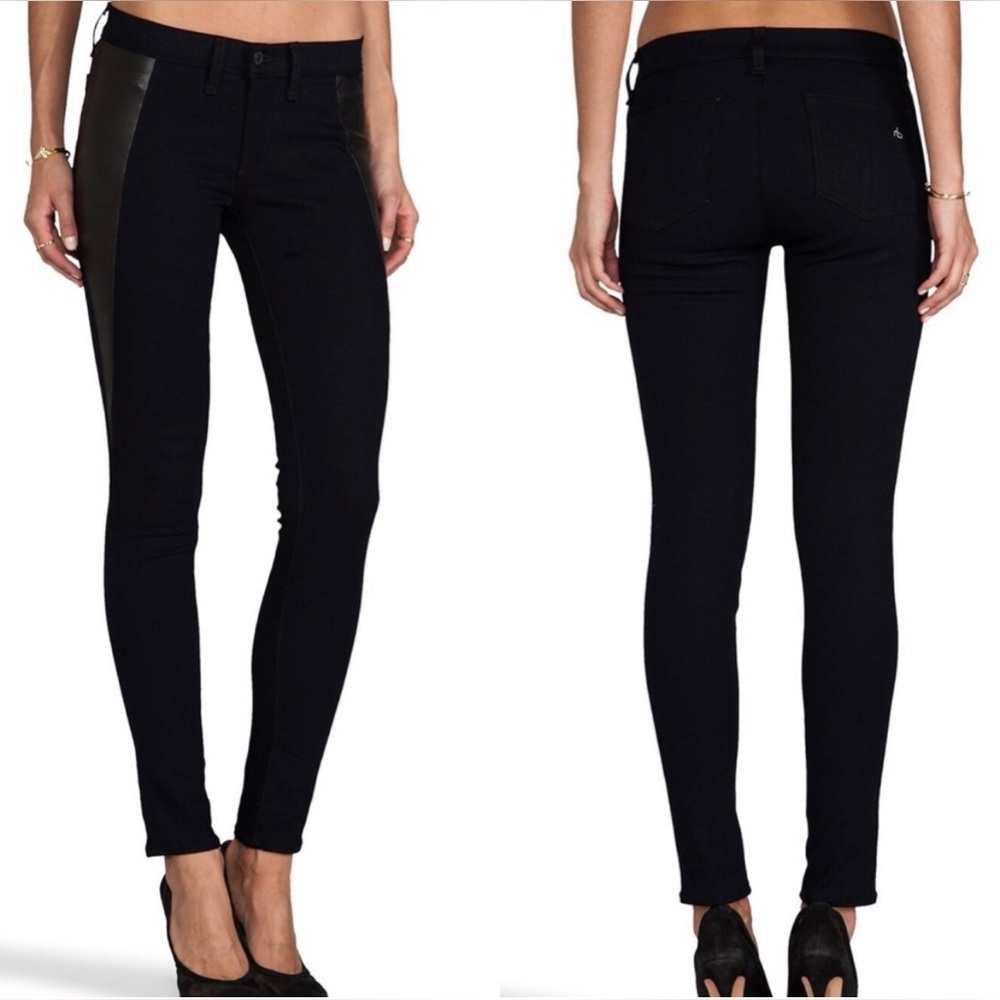 Rag and Bone Pop In leather‎ insert legging Size 25
